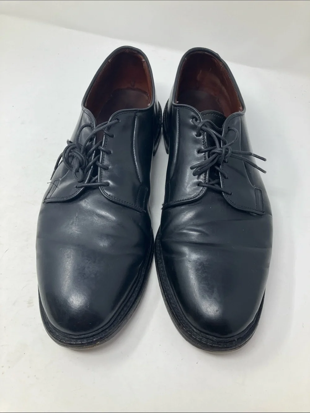 Allen Edmonds Leeds 9501 Black Leather Plain Toe Derby Shoes Mens 14 D